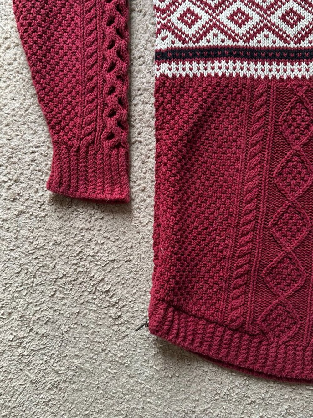 LL Bean Sweater Womens XL Signature Crewneck Chunky Cableknit Long Sleeve Red - Picture 5 of 12